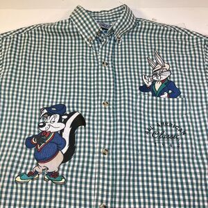 Pepe Le Pew Bugs Bunny embroidered RARE Vintage ACME Clothing SHIRT Sz Mens S